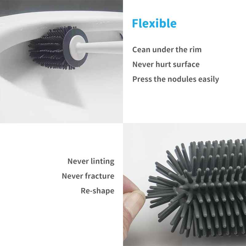 Light grey silicone rubber toilet brush
