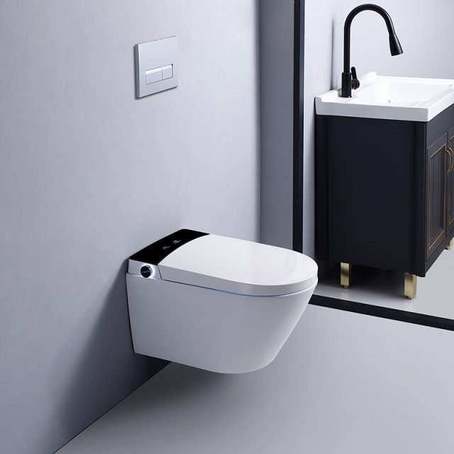 P trap ceramic automatic wall hung toilet (6)
